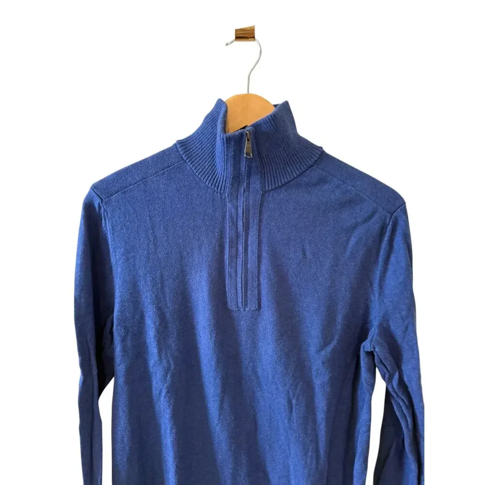 Banana Republic Quarter Zip Cotton Cashmere Pullover Blue M